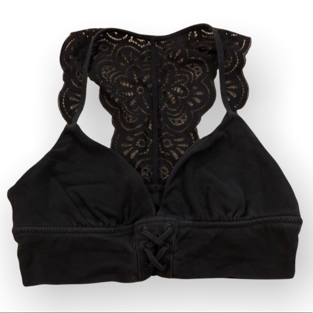 aerie • Black Lace Back Pullover Bralette - XS